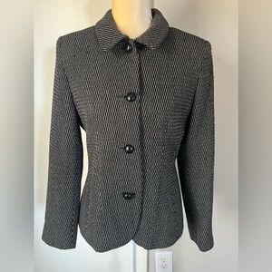 Louben Woman’s Grey/White Wool Blend Thicker Blazer Jacket Size 8